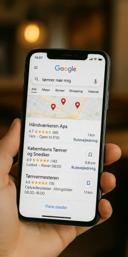billede af Google maps resultater